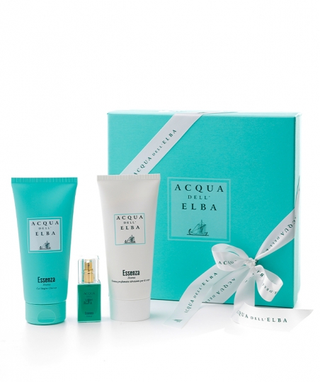 Verpackung Essenza Damen • Feuchtigkeitsspendende Körperlotion 200 ml + Duschgel 200 ml + Eau de Parfum 15 ml